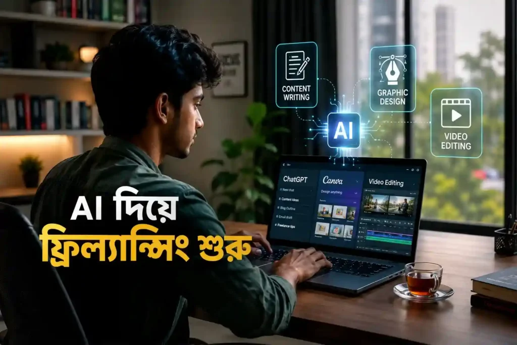 AI দিয়ে ফ্রিল্যান্সিং শুরু করার সম্পূর্ণ গাইড ভিজ্যুয়াল