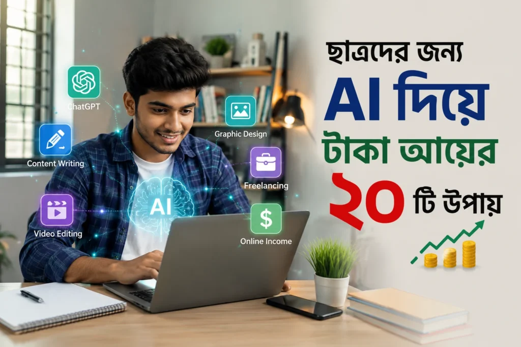 AI দিয়ে টাকা আয়: ল্যাপটপে AI টুল ব্যবহার করছে একজন বাংলাদেশি শিক্ষার্থী