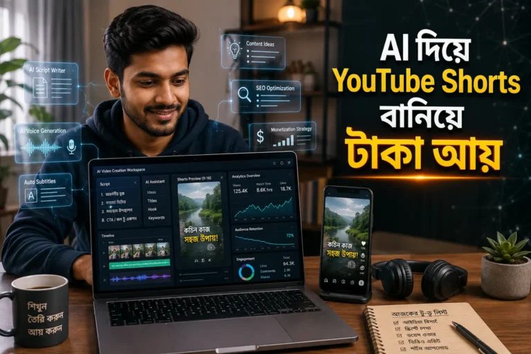 AI দিয়ে YouTube Shorts বানিয়ে টাকা আয় করার পদ্ধতি