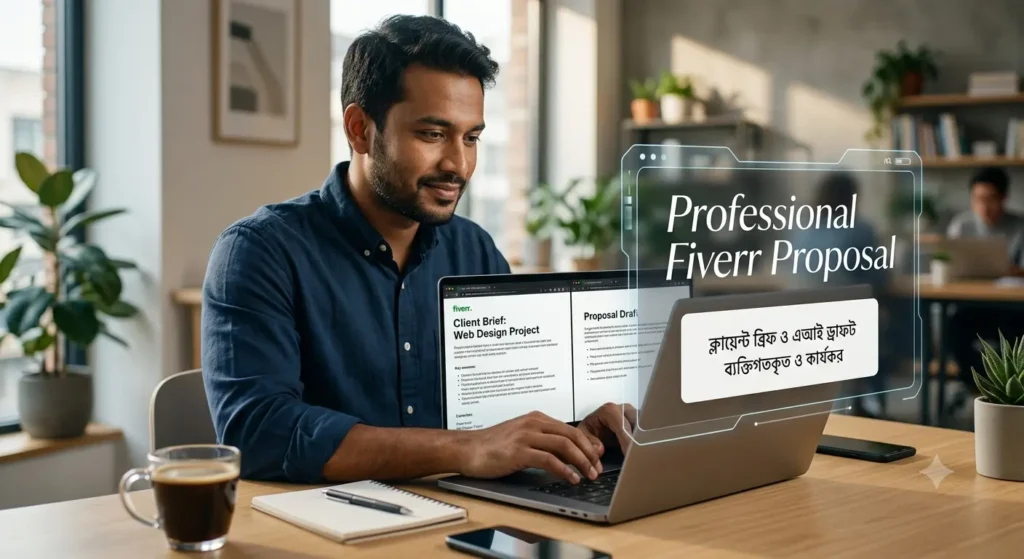 Fiverr Freelancer AI ব্যবহার করে Client Proposal লিখছে