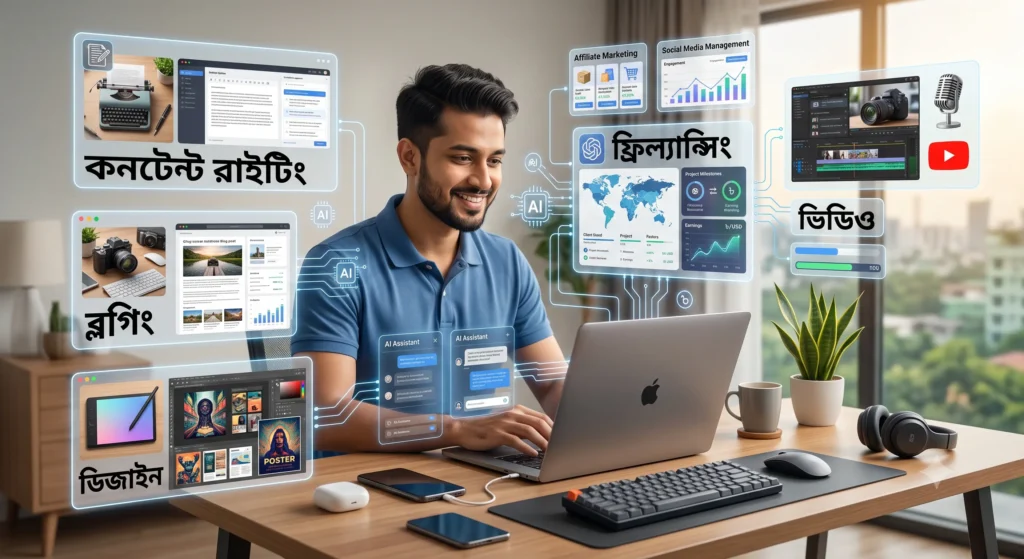 AI Tools ব্যবহার করে কনটেন্ট তৈরি ও অনলাইন আয়ের প্রক্রিয়া
