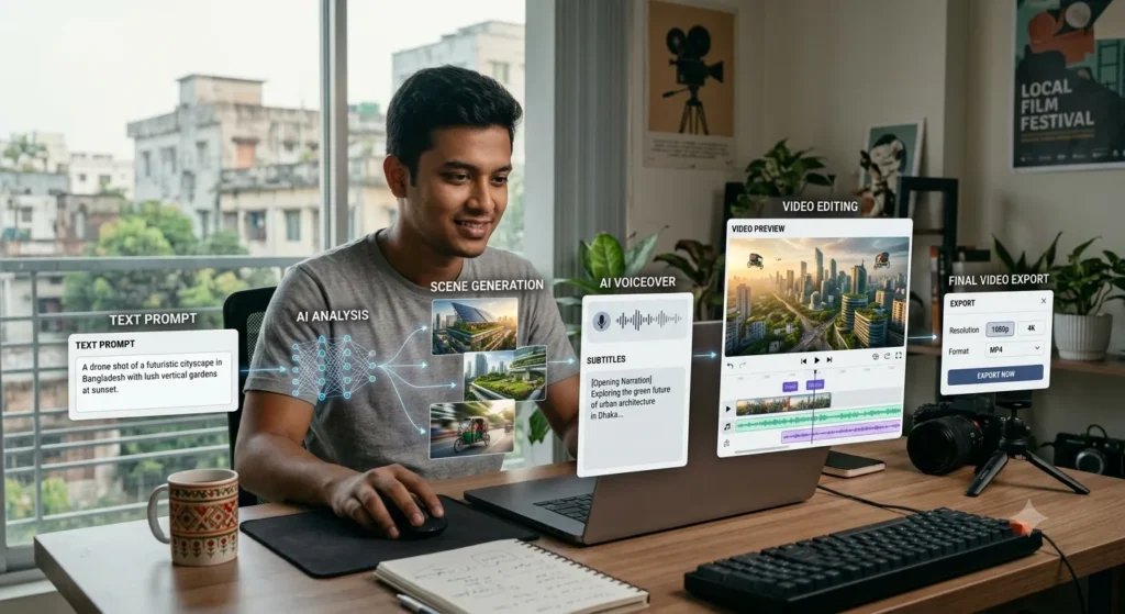 AI Video Generator দিয়ে আধুনিক ভিডিও তৈরির Workflow