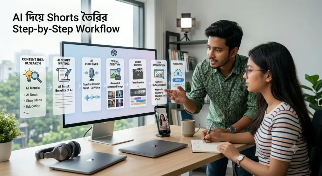 AI ব্যবহার করে YouTube Shorts তৈরি করছেন তরুণ বাংলাদেশি Content Creator