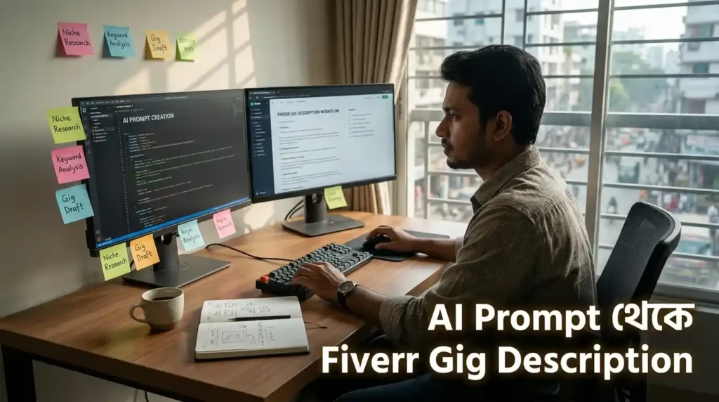বাংলাদেশি ফ্রিল্যান্সার AI ব্যবহার করে Fiverr Gig Description তৈরি করছেন