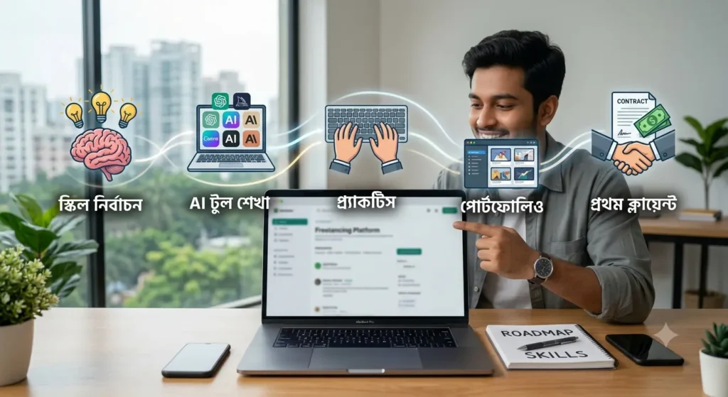Fiverr ও Upwork-এ AI ব্যবহার করে অনলাইন ফ্রিল্যান্সিং কাজের প্রস্তুতি