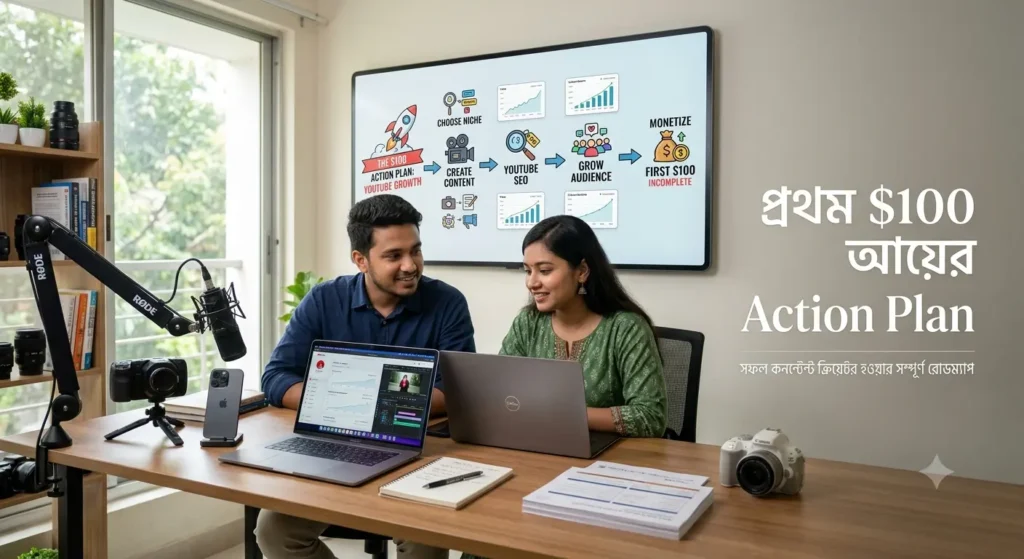 YouTube Monetization ও বিভিন্ন আয়ের উৎসের ভিজ্যুয়াল ধারণা