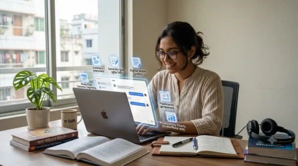 ai-study-plan-bangladesh. AI ব্যবহার করে স্মার্ট স্টাডি প্ল্যান তৈরি করার দৃশ্য